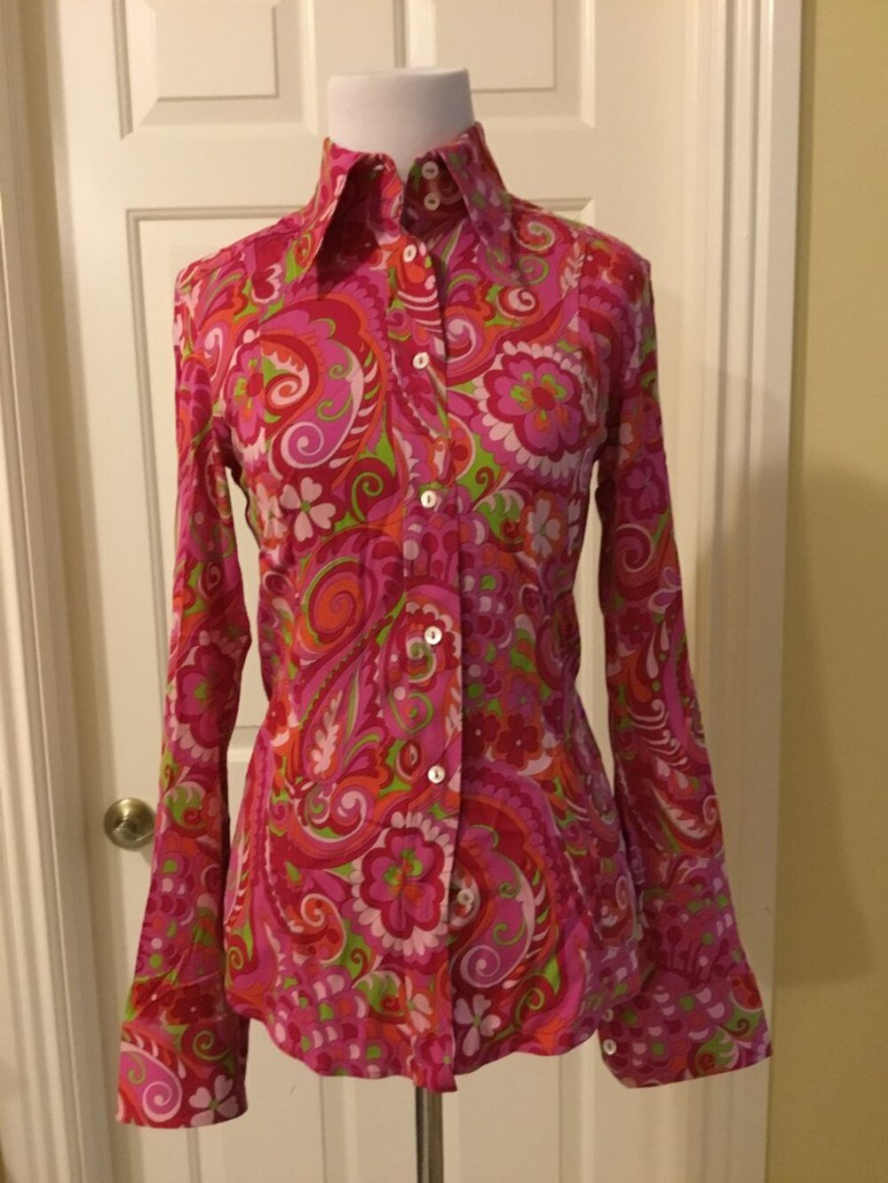 Dolce & Gabbana 100% Authentic Silk Floral Paisley Button Down Blouse